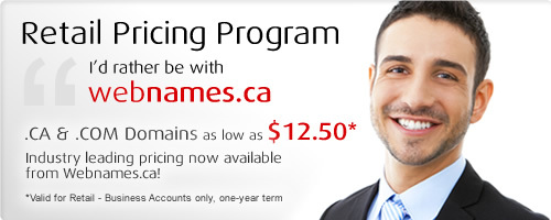 .ca and .com domains from just $12.50. Valid for Retail - Business Accounts only, one-year term
