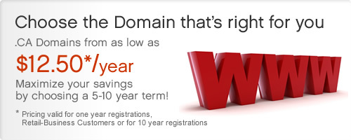 Dot CA Domains from just $12.95 per year