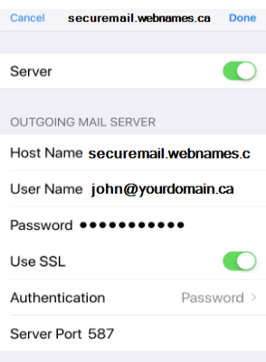 adding email to iphone askingincoming mail server
