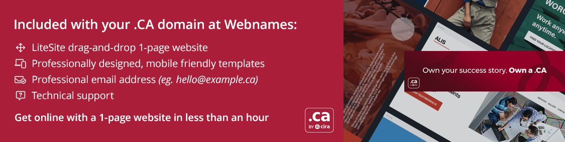 1-page website included with your .CA
